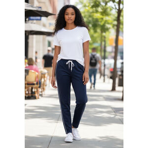 Wildfang Pants Navy/White Essential Piped Drawstring 2XL MRSP$94